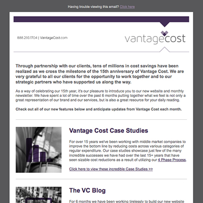 Vantage Cost Newsletter
